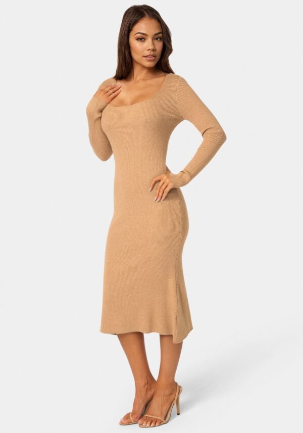 Long Sleeve Scoop Neck Sweater Midi Dress