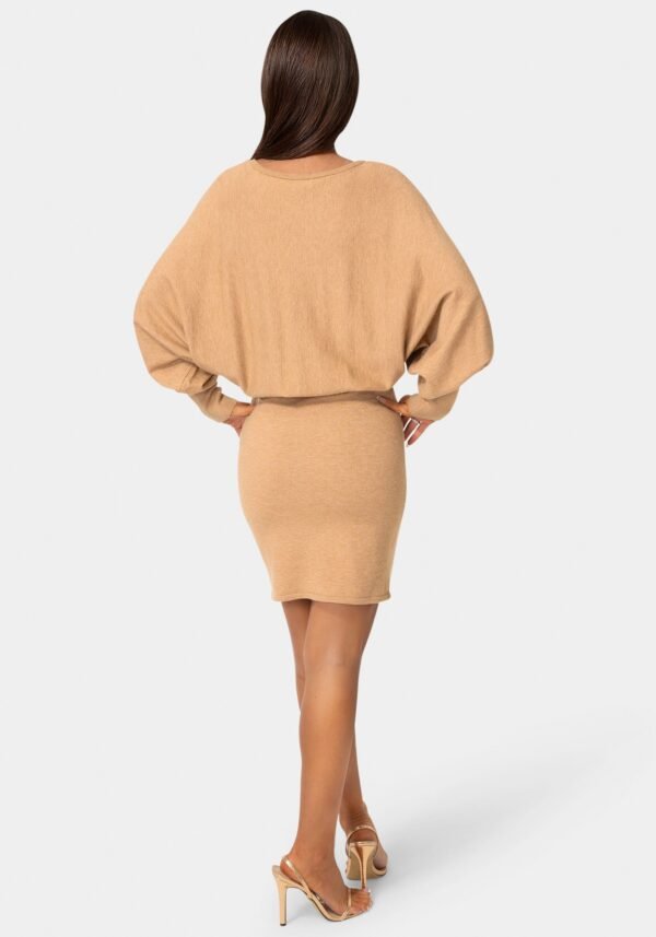 Scoop Neck Blouson Sweater Midi Dress